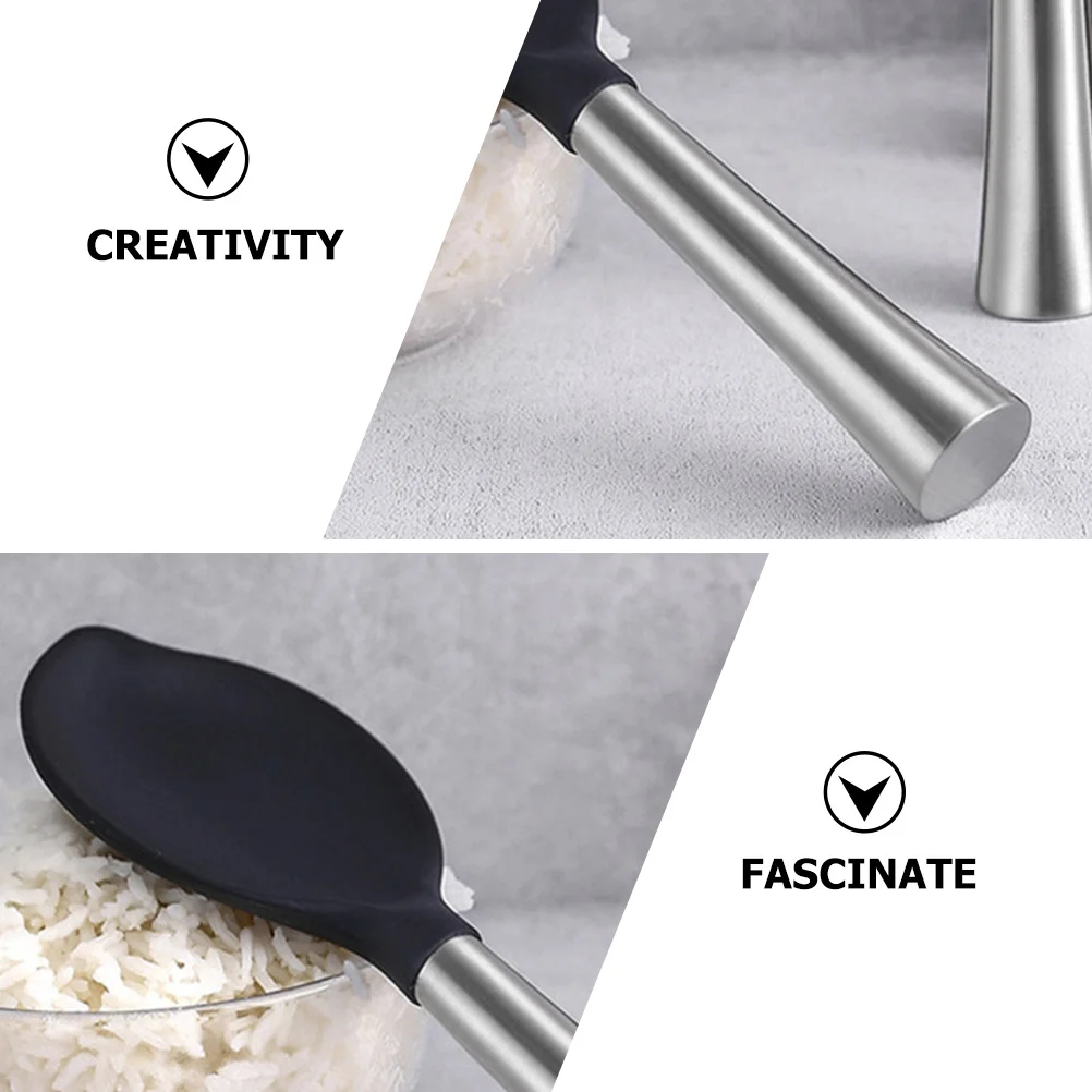 

Leaf-Shaped Stainless Steel Silicone Non-Stick Kitchen Tableware Serving Scoop For Rice Cooker Household Food Spoon