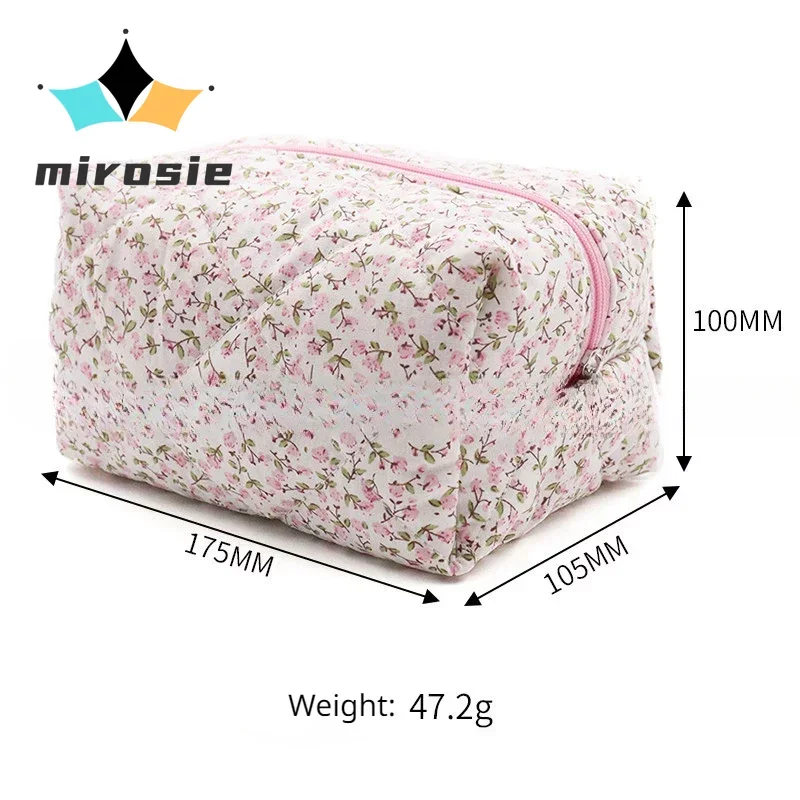 MIROSIE-Pretty Floral Print Makeup Bag with Zipper, Portable Travel Skincare Storage Pouch, Organizers, Cosmetic Bag for Travel