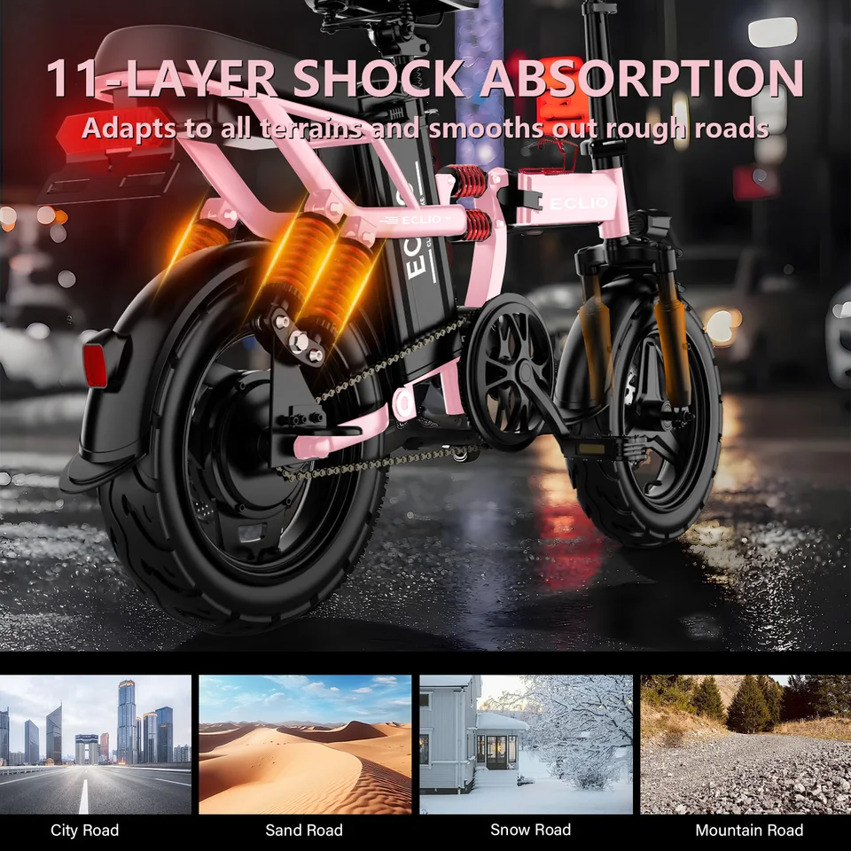 Folding Electric Bike, Electric Bicycle with 48V 14AH Removable Battery,  Electric Bike for Adults Teens,14'' Ebike image 6