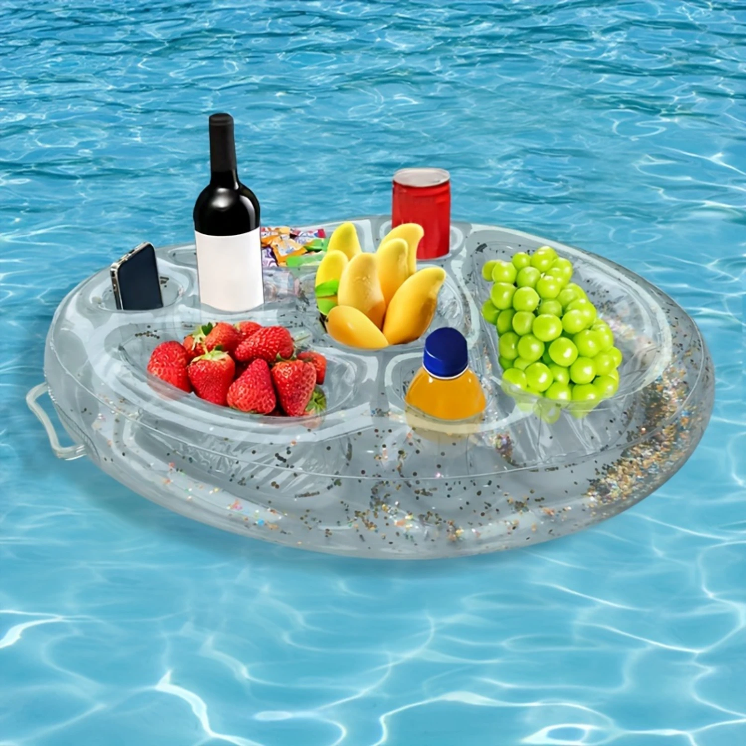 Distributeur de boissons flottant en PVC transparent, pour les fêtes de piscine et les événements aquatiques