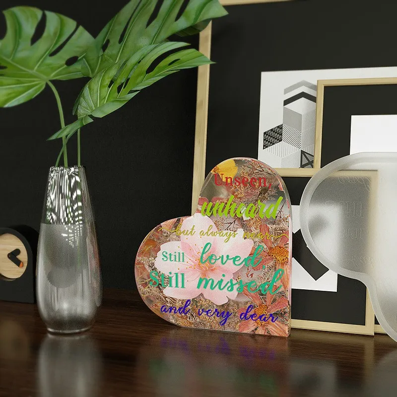 DIY Heart-Shaped Commemorative Plaque Silicone Mold Group Photo Gypsum Resin Craft Home Decoration Display Stand