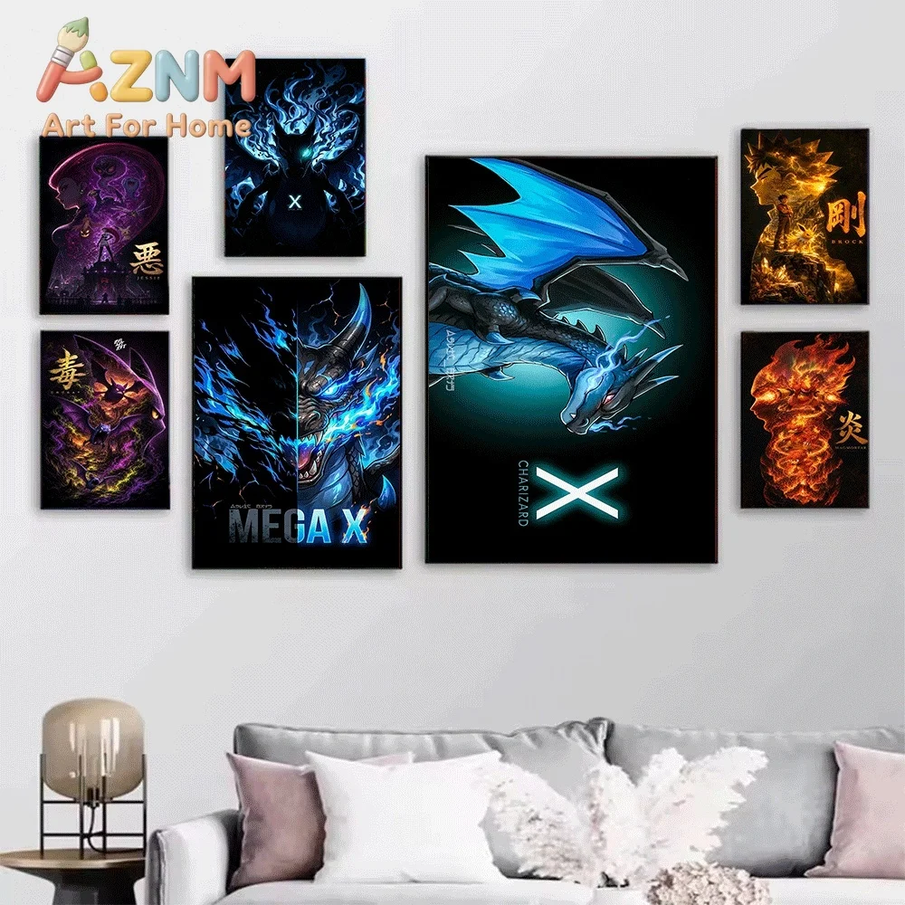Cave Forest Green Pokemon Bulbasaur Canvas Wall Art No Frame Anime Print Poster Painting for Kids Bedroom Living Room Home Wal