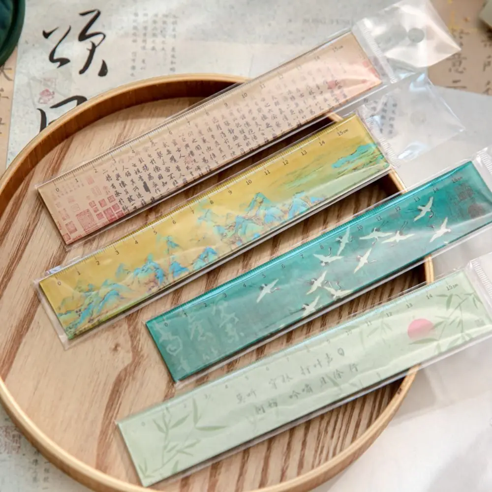 Creative DIY Drawing 15cm Straight Ruler Multifunctional Acrylic Math Drawing Ruler Bookmark Measuring Ruler Stationery