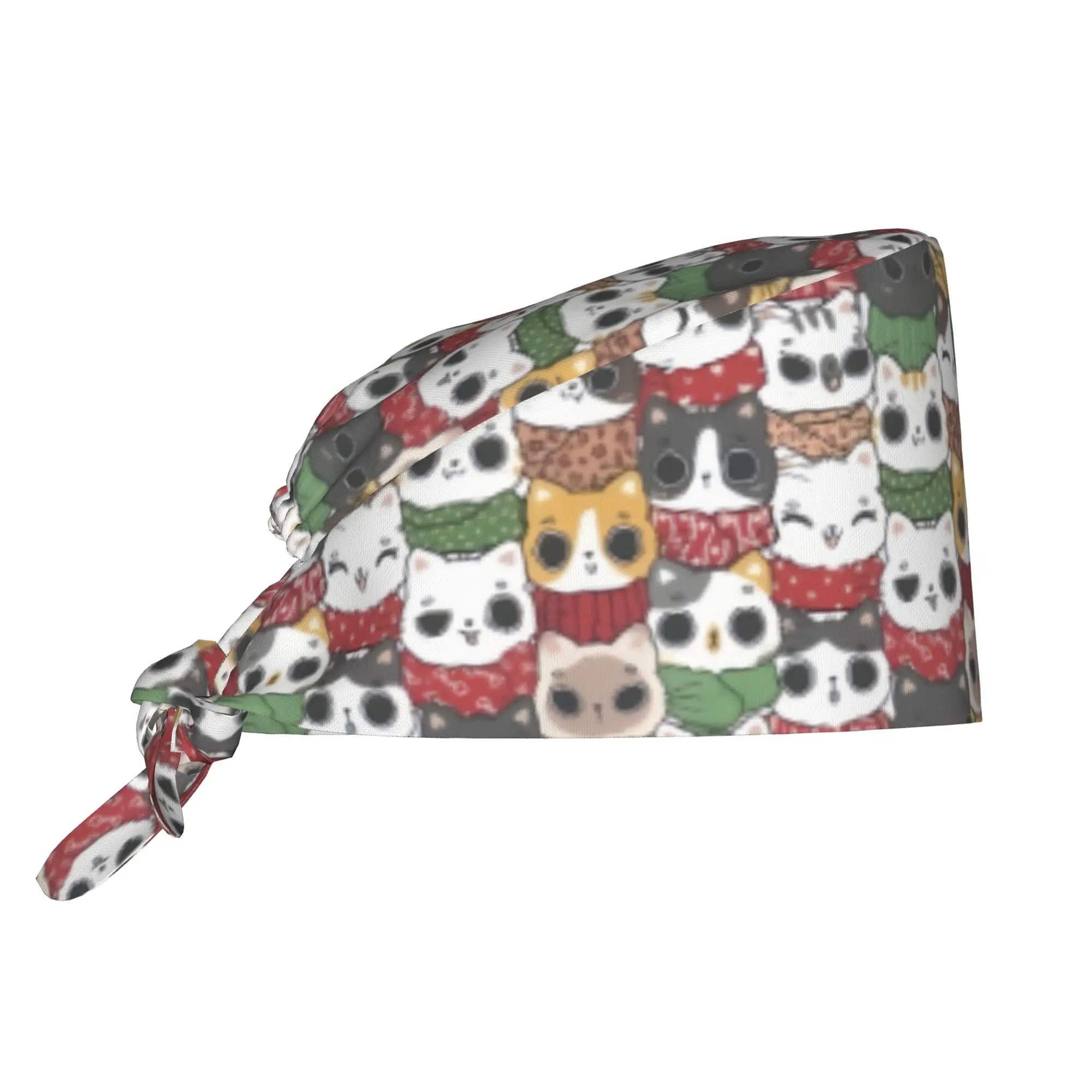Cat Seamless Pattern Medical Staff Scrubs Hat Men Women Colourful Creative  Doctor Nursing Surgical Cap Scrub Caps