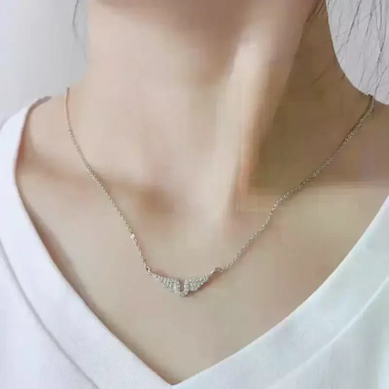 Angel Wing Necklace Women's Diamond-encrusted Fashionable Temperament All-match Titanium Steel Clavicle Chain