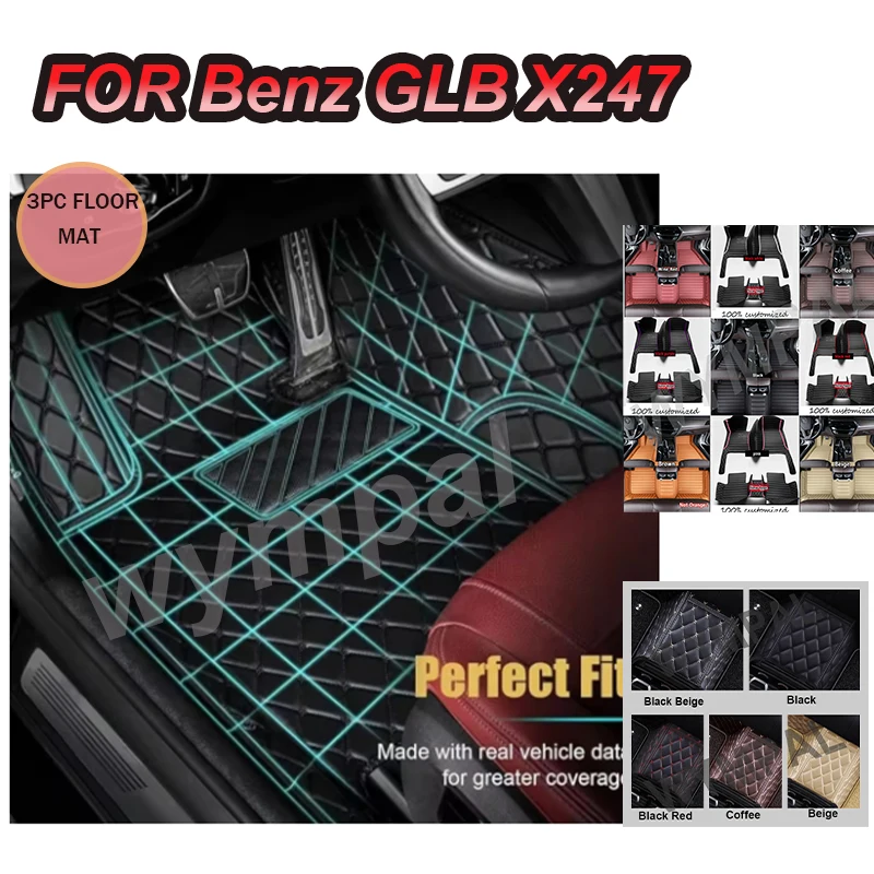 

LUXURY Car Floor Mats For Mercedes Benz GLB Class X247 Five Seats 2019 2020 2021 2022 Custom Auto Foot Pads