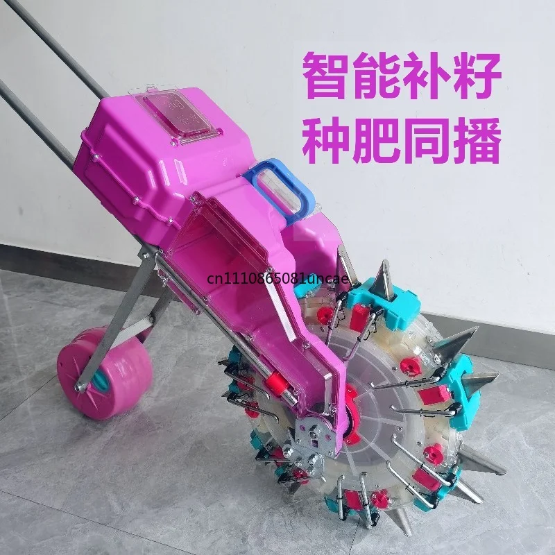 Hand Push Visible Auto Refill Seeder Fertilizer Integrated Planter For Corn Soybean Peanut Sunflower Watermelon Sorghum Sowing