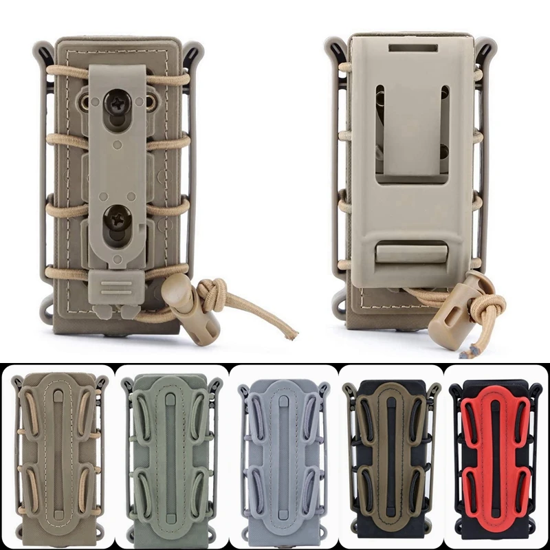 Tactical Molle 9mm Magazine Pouch Pistol Mag Holder with Belt Clip for Glock 17 19 Beretta M9 Fastmag Soft Shell Holster Hunting