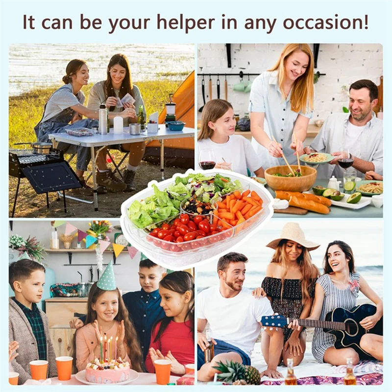

Ice Serving Trays For Parties With Lid , Serving Tray With Ice Underneath For Party Dinner, Family Gathering Durable Easy To Use