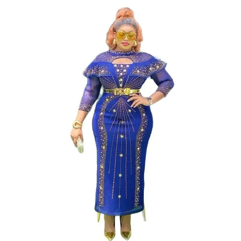 

African Dresses for Women 2025 New Fashion Plus Size Sequin Evening Party Long Dress Dashiki Ankara Outfits Robe African Clothes