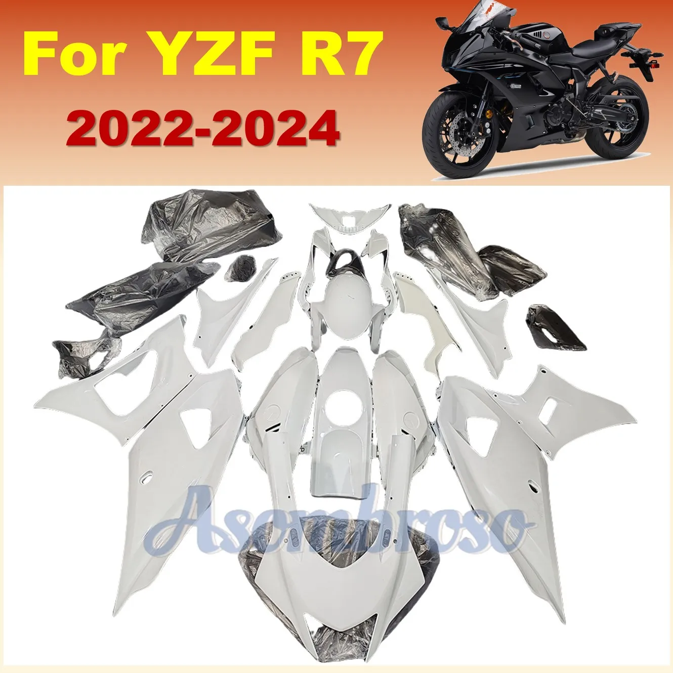 ABS Plastic Bodywork for Yamaha R7 2022 2023 2024 YZF700 YZF-R7 Injection Motorcycle Fairing Kits Parts Pearl White
