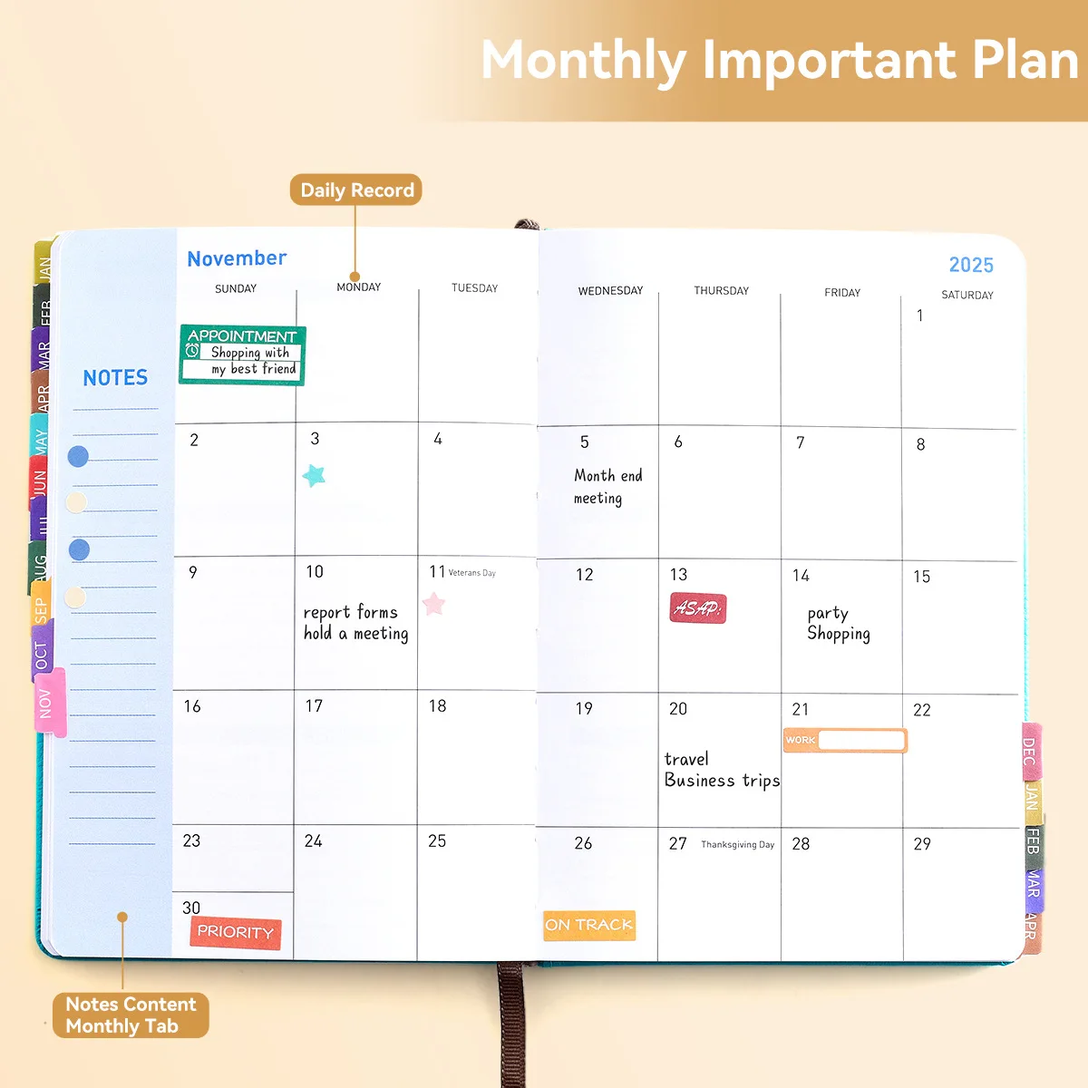 A5 Agenda Notebook January 2025 - June 2026 Monthly Daily Planner Weekly Personal Schedule Planner Office To-Do Log Notepad