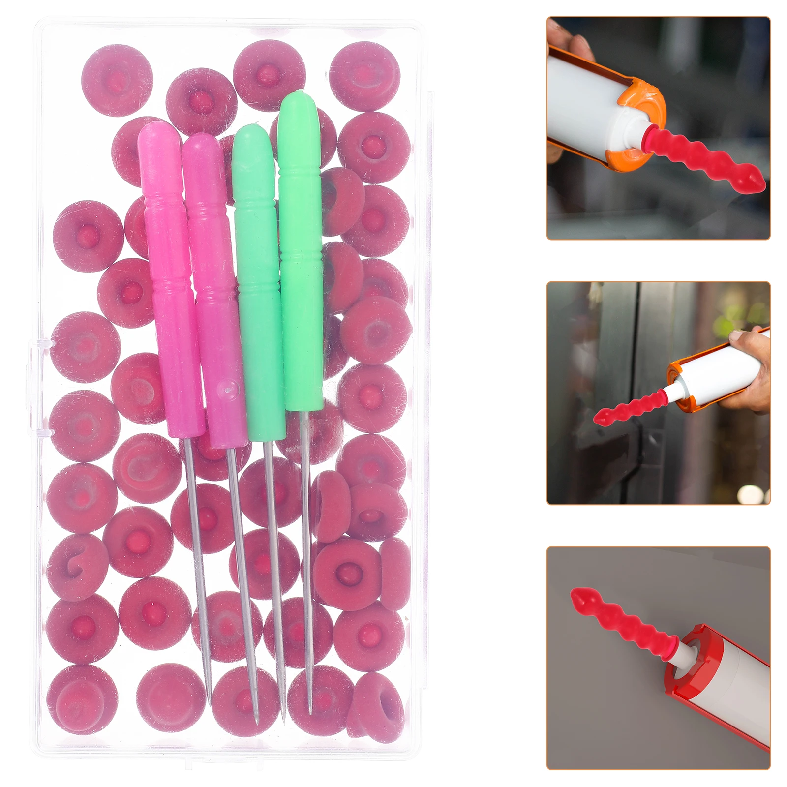 

54pcs Sealing Cover Set Glass Glue Mouth Covers Leak-Proof Caps Reusable Adhesive Bottle Capsules With Needles For Caulk