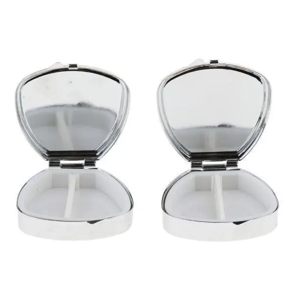 

Mini Pill Holder Metal Travel Pill Case with 2 Compartments for Vitamins Purse Storage