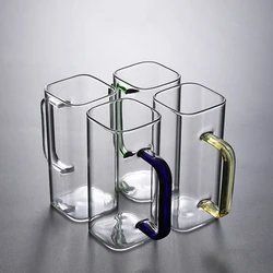 Elegant Square Glass Cup, Beer Mugs, Reusable Water Tumblers, Glass Material, Beverage Cups for Home and Kitchen