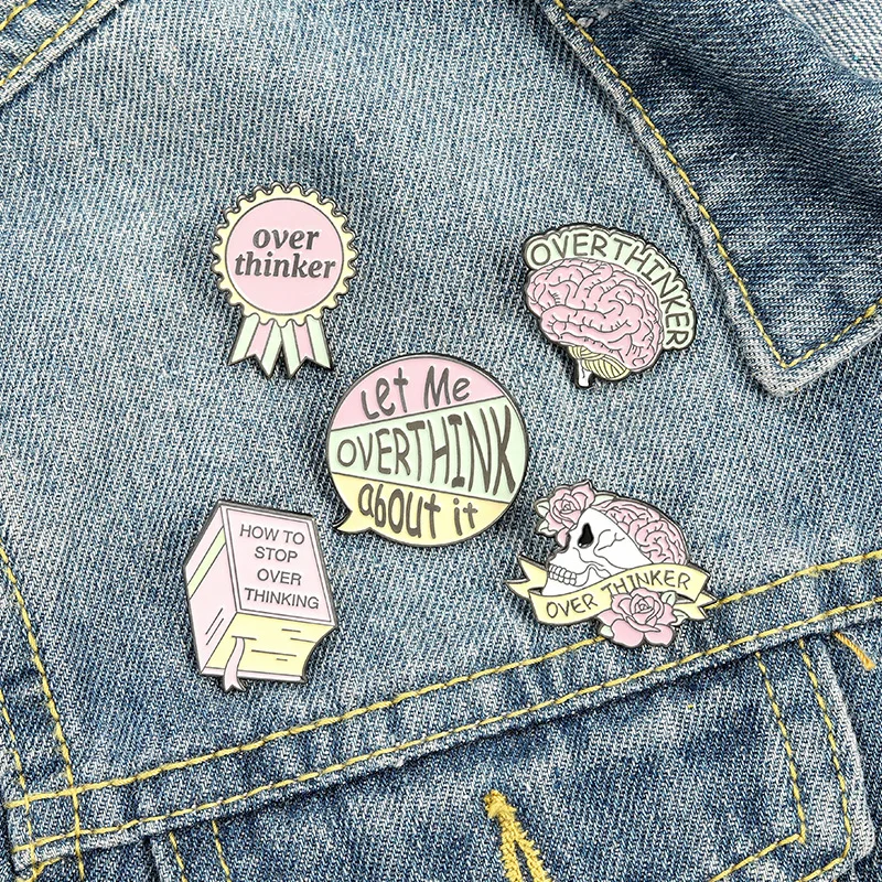 Brain Brooch Pink Memorial Tombstone Love Over Thinker Clothing Accessories Backpack Brooch Badge Lapel Pins Over Thinker Brooch