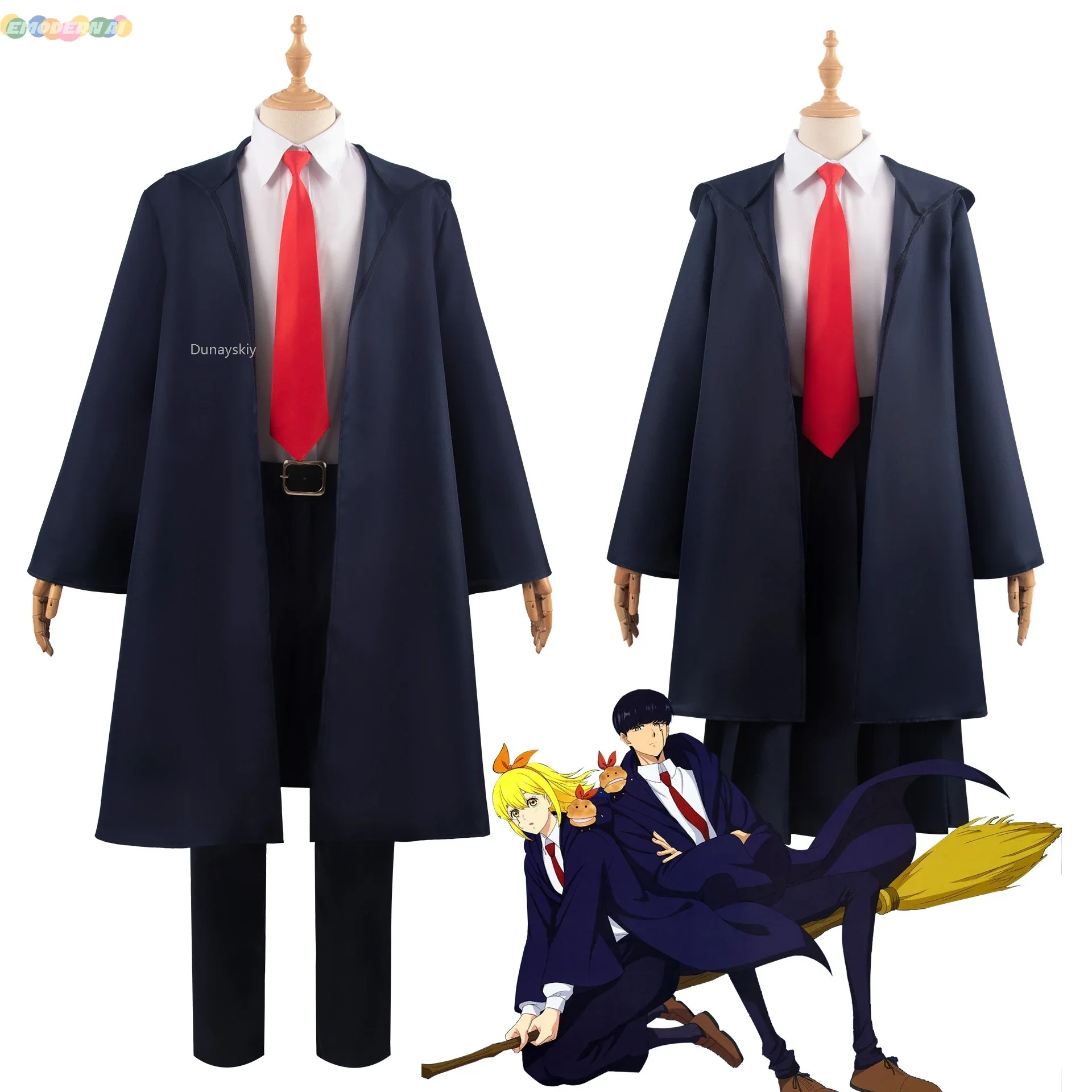 Anime Mashle Magic and Muscles Cosplay Costume Mash Lance Lemon Dot Finn Easton Magic Academy Uniforms Blue Robe Cloak Cape Wig