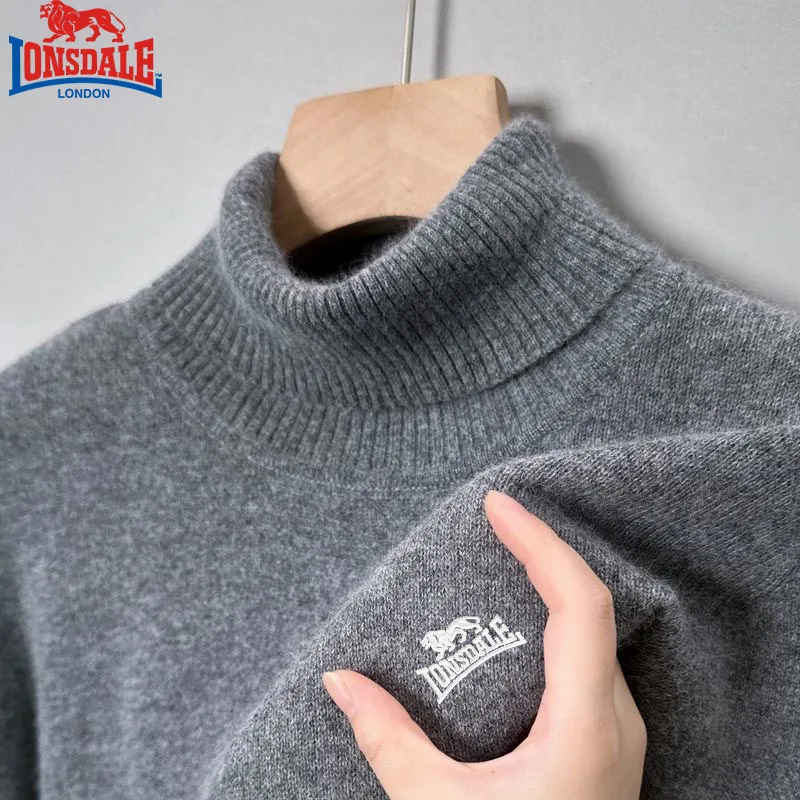 Camisola de lã bordada masculina 100% lã pura espessada quente semi-gola alta em torno do pescoço inverno base de malha pulôver masculino topo