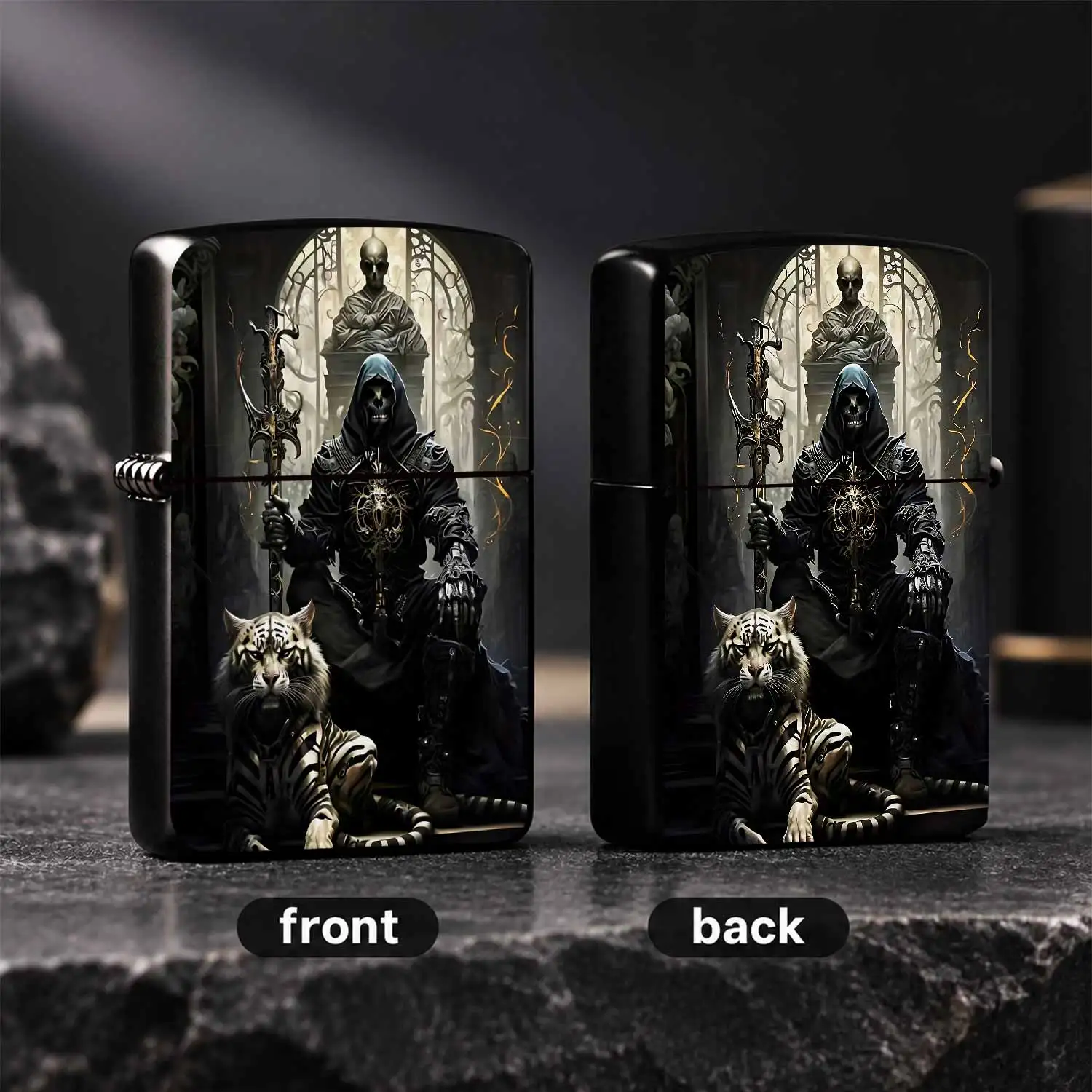 Dark Gothic Skeleton Guardianlighter, Exquisite Retro Art Pattern Decor, Portable Stylish Accessory For Daily Use, Outdoor Activities, Gifting, Collecting, Multi-Scene Adapted Durable Creative Piece With Mysterious Aesth A Humorou And Inter