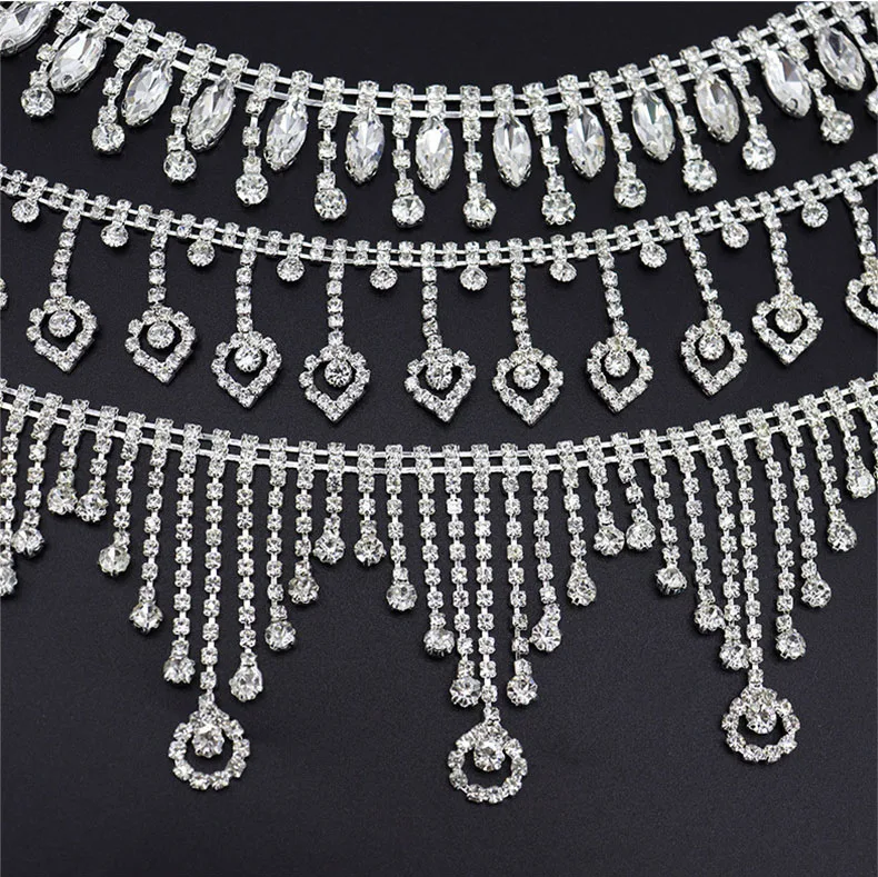 10 Meter Strass-Quastenband Funkelndes Kristallglas-Diamantband DIY Kunsthandwerk Hochzeitsgeschenke Dekoration Strass-Kette – Detail 2
