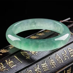 Natural Myanmar jadeite bracelet women's icy glutinous seed floating flower light sunny green jadeite jade bracelet bangle