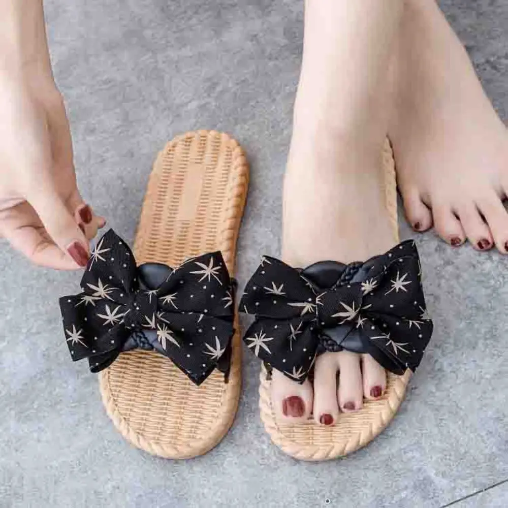 

Cute Star Dots Bow Flats Slippers Anti Slip Sweet Beach Wear Slippers Shoes PVC Slides Sandals Summer