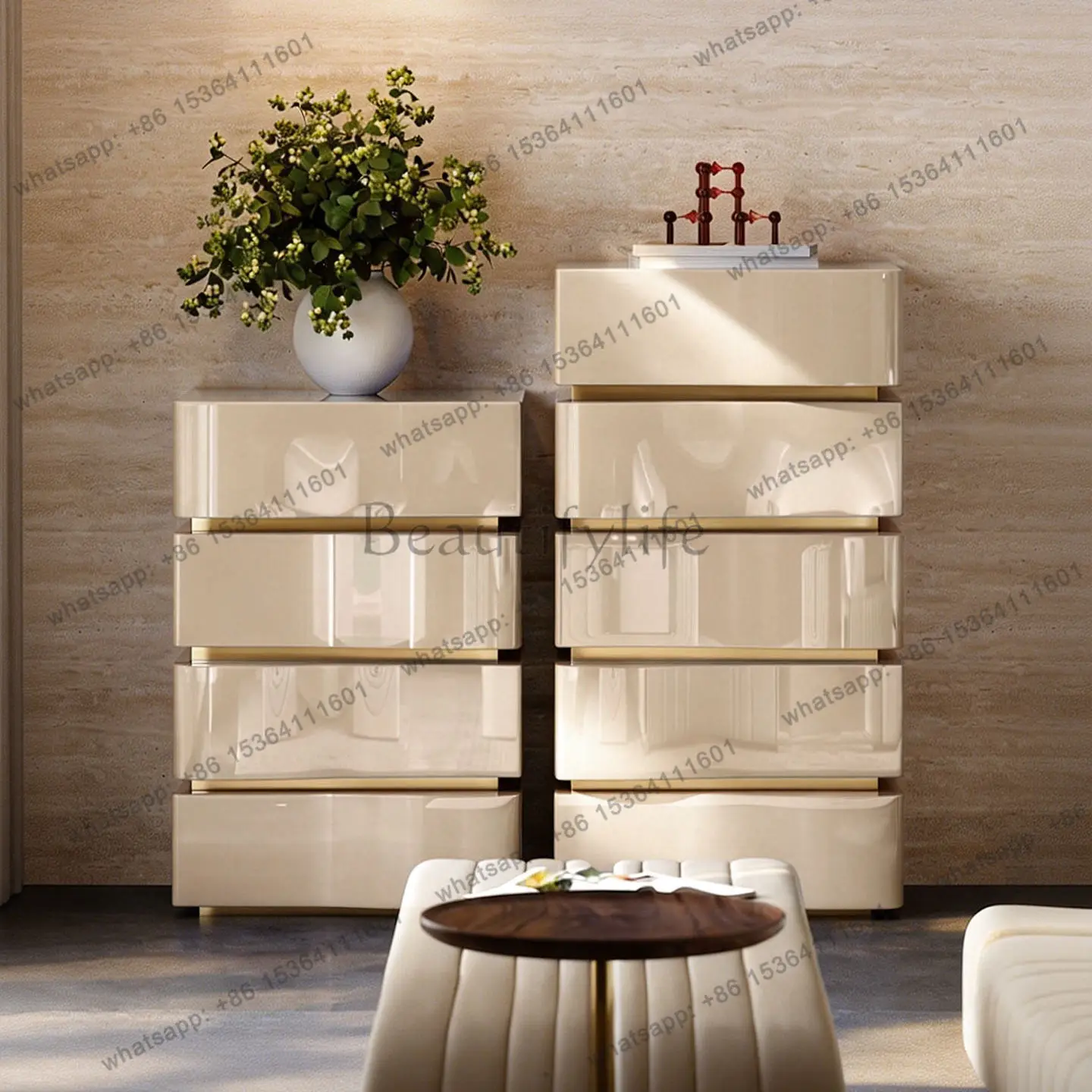 Factory Direct Sales Light Luxury Blue Lacquered High-End Drawer Storage Cabinet with a Sophisticated Feel