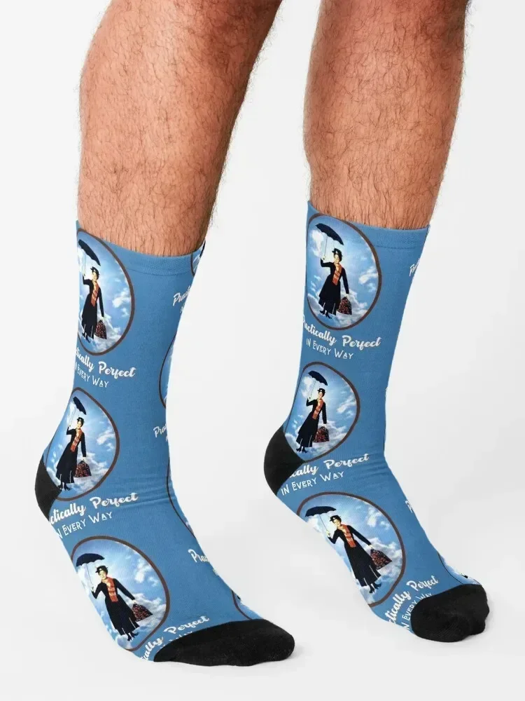 Practically Perfect in Every Way - Mary Flying Down From the Sky (White Letters) Socks fashionable Lots ankle Men Socks Women's