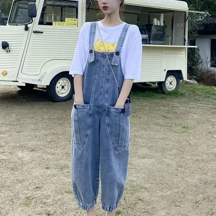 Teenager Older Kid Denim Strap Overalls Maternity Long Pants Women Clothes Prop Belly Jeans Pregnancy Suspender Braced Jumpsuits