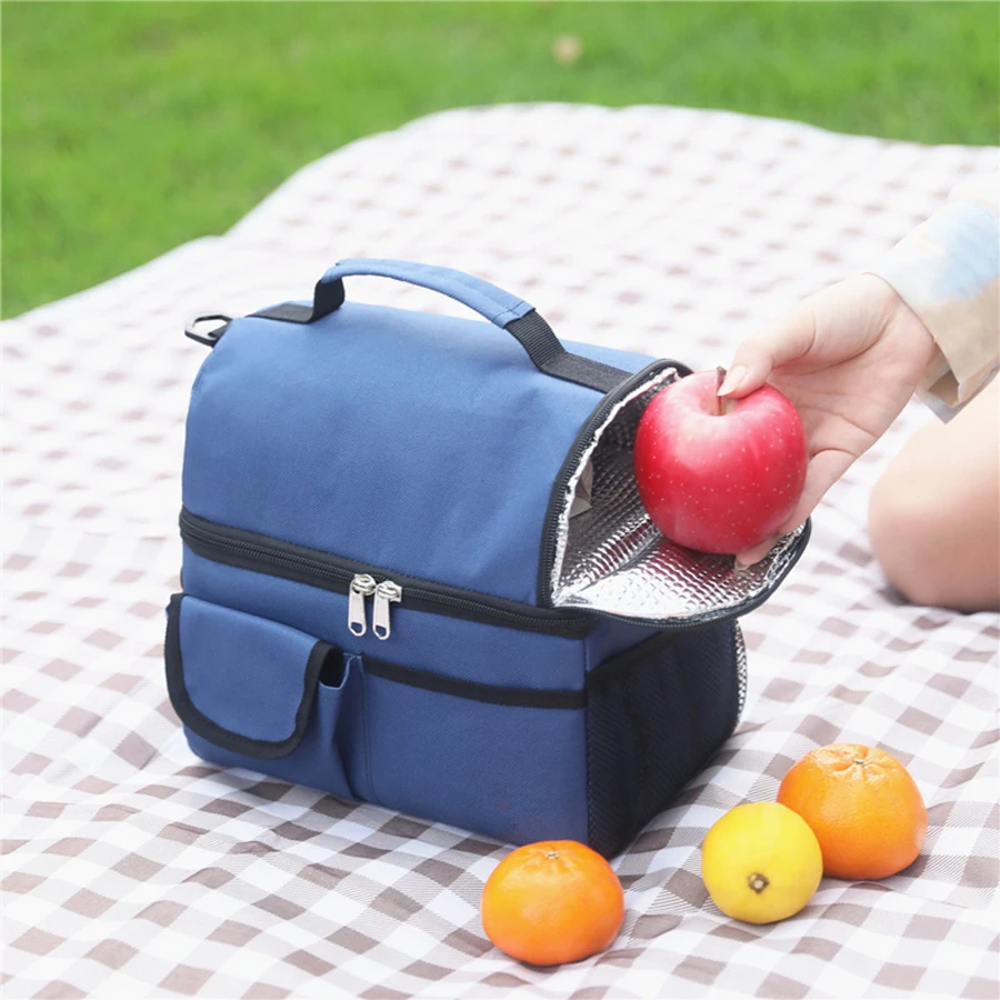 10L Portable Thermal Lunch Bag Food Box Durable Waterproof Office Cooler Lunch Box Ice Insulated Case Camping Oxford Dinner Bag