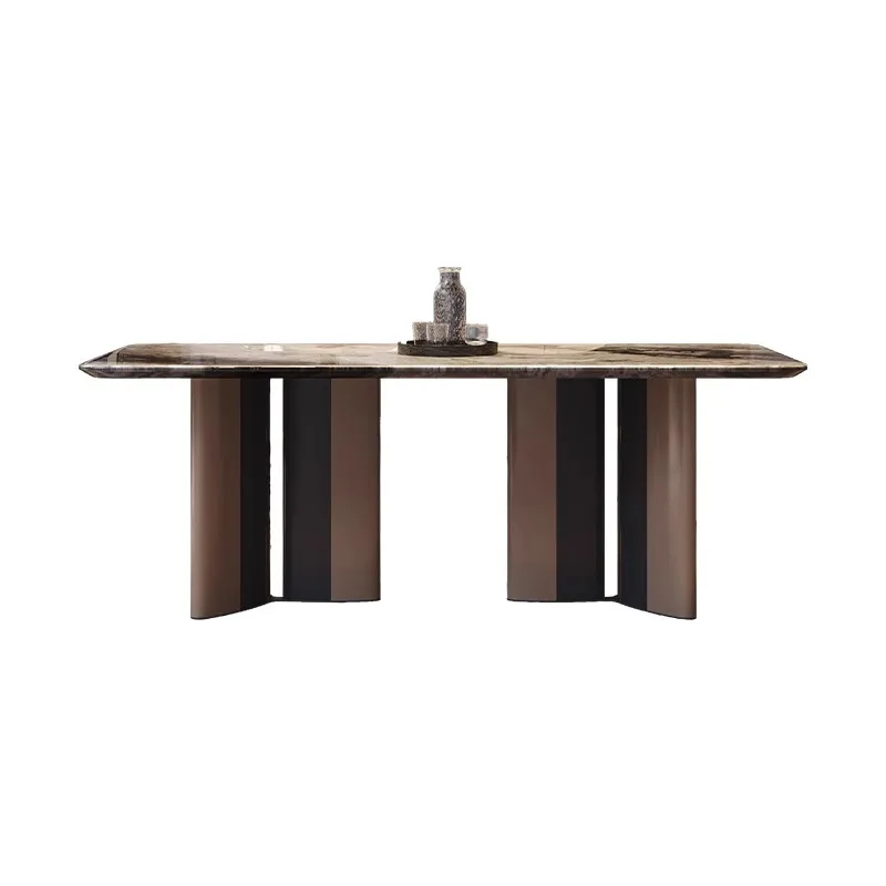 

Italian marble home modern simple living room dining table and chair combination rectangular dining room