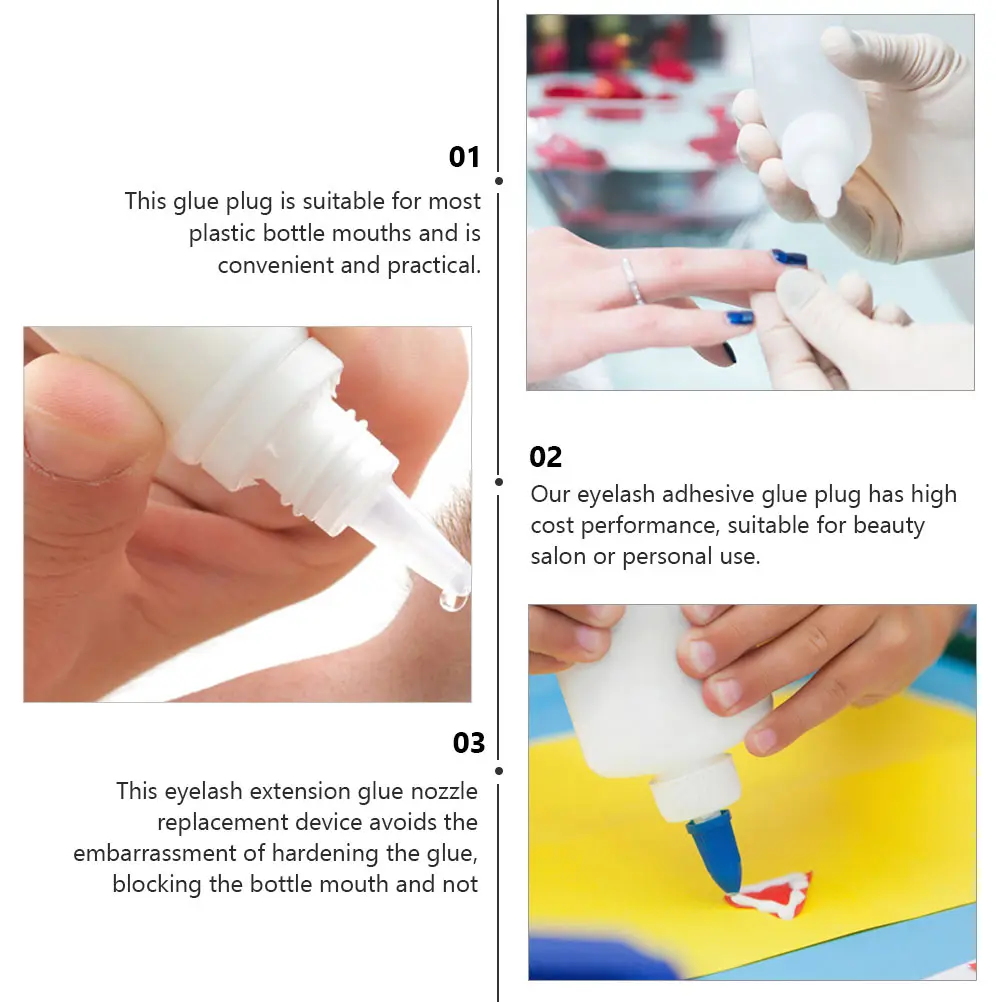 

50pcs Eyelash Nozzle Glue Bottle Cap Replacement for Plastic Bottle Long Lasting Cap Grafting Tool Beauty Accessories