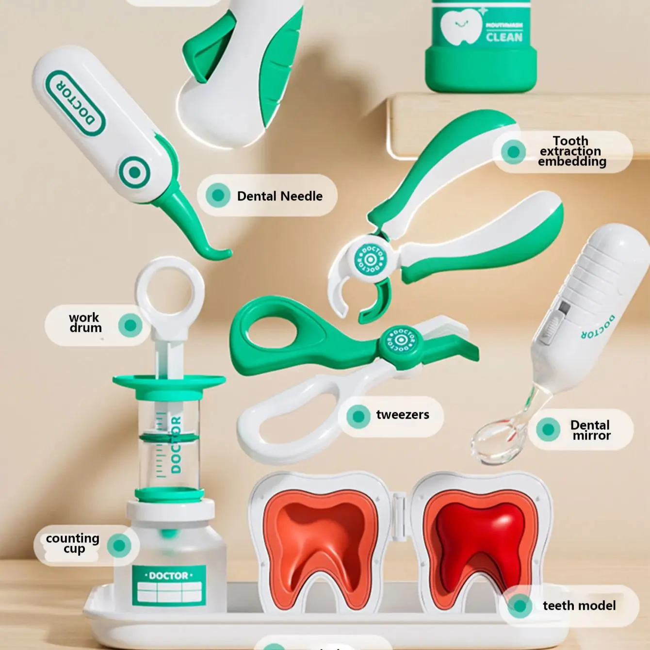 Kids Doctor Set Dentist Nurse Pretend Play Toys Simulated Stethoscope Medical Tool Kit Medical Role Play Accessories Fun Gifts ﻿