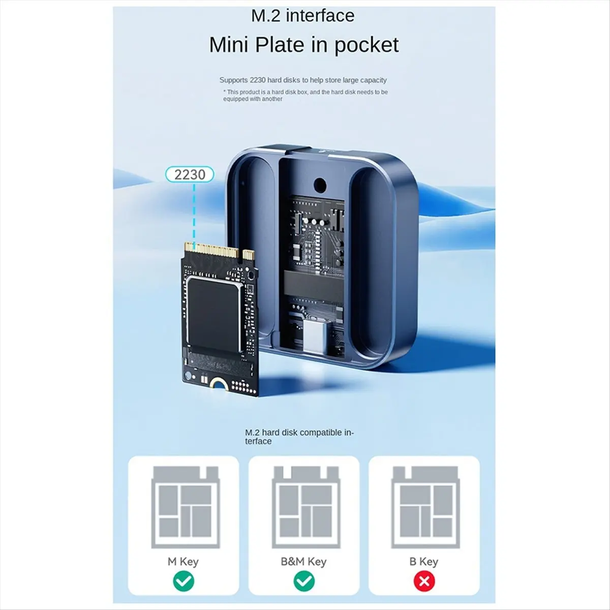 A46U  M.2 2230 NVMe SSD Enclosure 10Gbps Magnetic M.2 SSD Case External SSD for Laptop 15 Pro