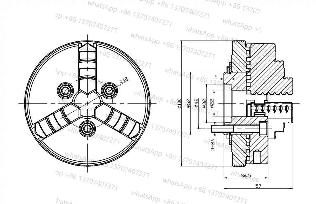 سانو اليد ضيق ثلاثة مخالب تشاك التمركز الذاتي K01-50/63/80B/100B K02-50/63/80B/100B #6
