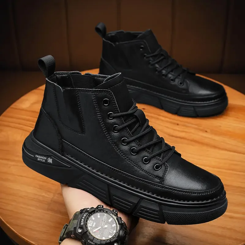 Leather Rubber Man Shoes Waterproof Lightweight Boots for Men Cheap Casual Offer High Quality Comfortable Size 44 Offers 45 Y2k