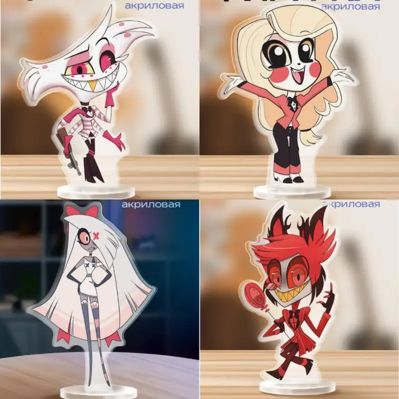 

Anime Cartoons Acrylic Standee for Angel Dust Charlie Vaggie Alastor Q Version Acrylic Standing Plates Desktop Decoration Gift