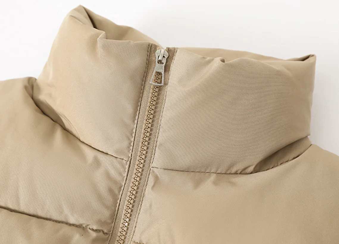 New Fashion European And American Style Cotton Padded Vests For Women Short Length Solid Color White Brown Beige Pink Khaki