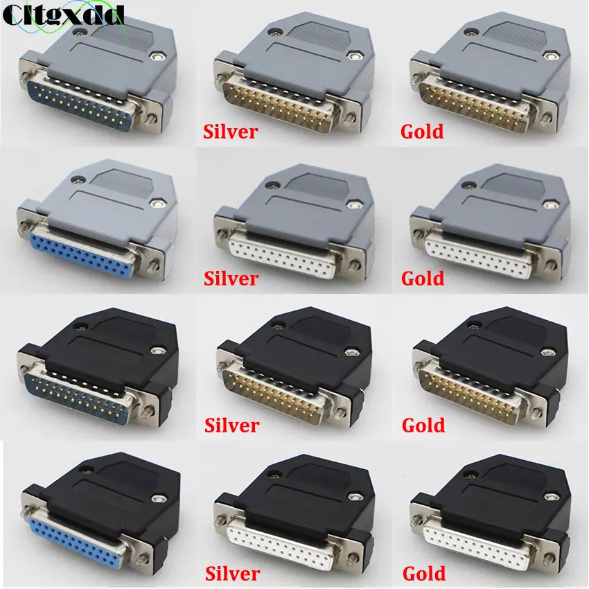 Cltgxdd 1pcs DB25 Data Cable Connector Plug VGA Plug Connector 2 Row 25pin Port Socket Adapter Female Male DP25