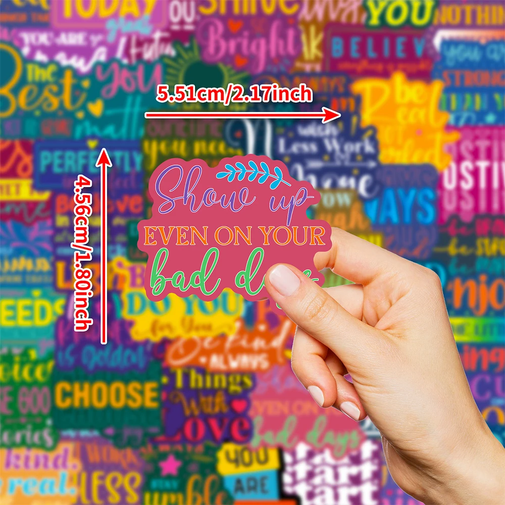 

10/30/50pcs Motivational Phrase Cartoon Creative Stickers Colorful Graffiti Sticker Scrapbook Suitcase Phone Decals Decoration