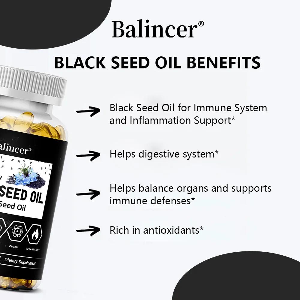 Organic Black Cumin Seed Oil Capsules 500mg, Supports Immunity, Joint, Hair & Skin Health, Joint Flexibility & Digestion