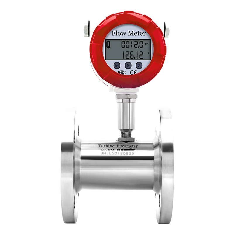 Turbine Flowmeter Flange Stainless Steel Electronic Digital Display Sensor SS304 For Water Oil Liquid RS485 4-20mA