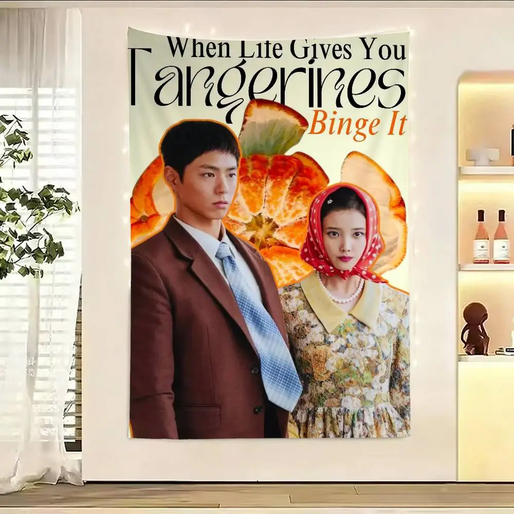 

W-When Life Gives You Tangerines Flag Digital Printing Banner for Garage Wall Out Door Decoration