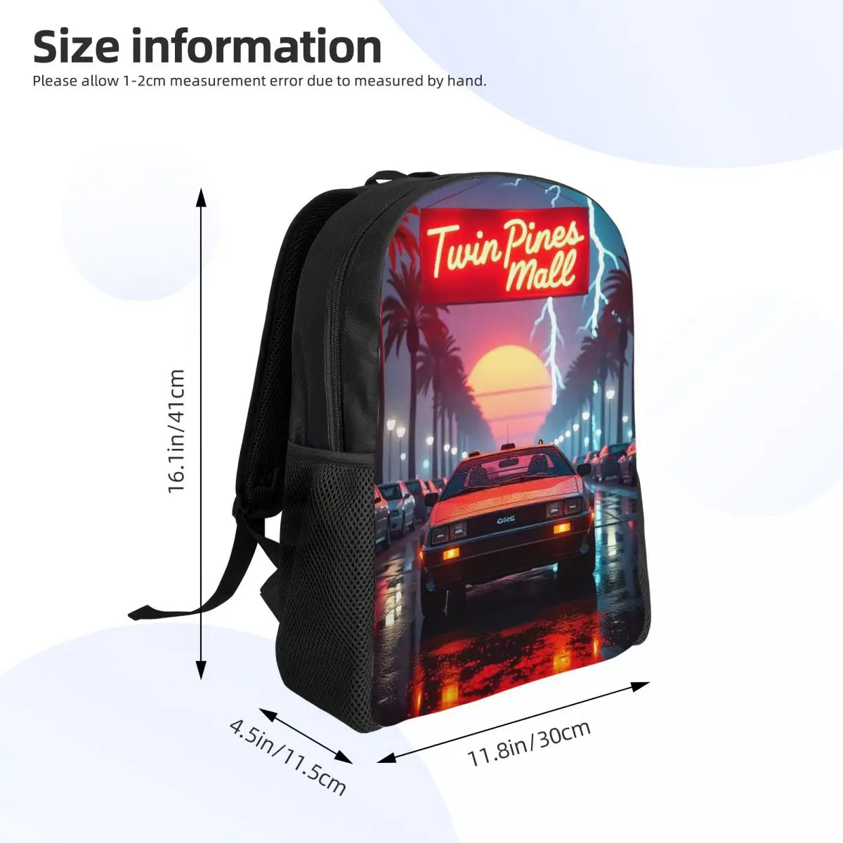 DeLorean Time Machine Back To The Future Student Backpack School Bag Hiking Travel Daypack for Men Women Bookbag Shoulder Bags