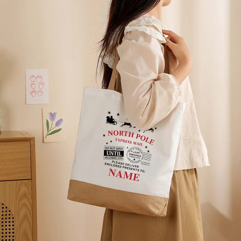 

Two-tone Tote Bag, Dual Color Fashion Bag with Gift for Godmother
