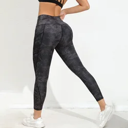 Women Yoga Leggings with Pockets High Waist Compression Workout Running Gym Print Pants