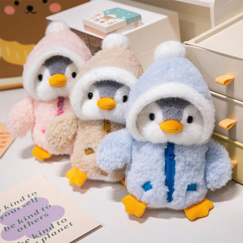 1 Uds. De pingüino de arrastre creativo Kawaii de 25cm, muñeco de peluche, sombrero acolchado de algodón, ropa, pingüino, juguete de peluche para niños y niñas, regalos de cumpleaños