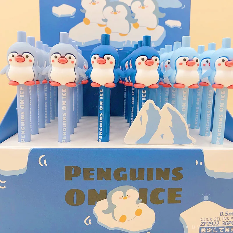 36 pcs/lot Creative Penguin Press Mechanical Pencil Cute 0.5MM Drawing Writing Automatic Pen School Office Supplies