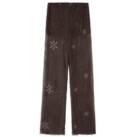 HXAO Women's Pants Spring Summer 2025 Beading Brown Trousers Sequins Translucent High Waist Pants Ladies Streetwear Casual Pants - Image 3