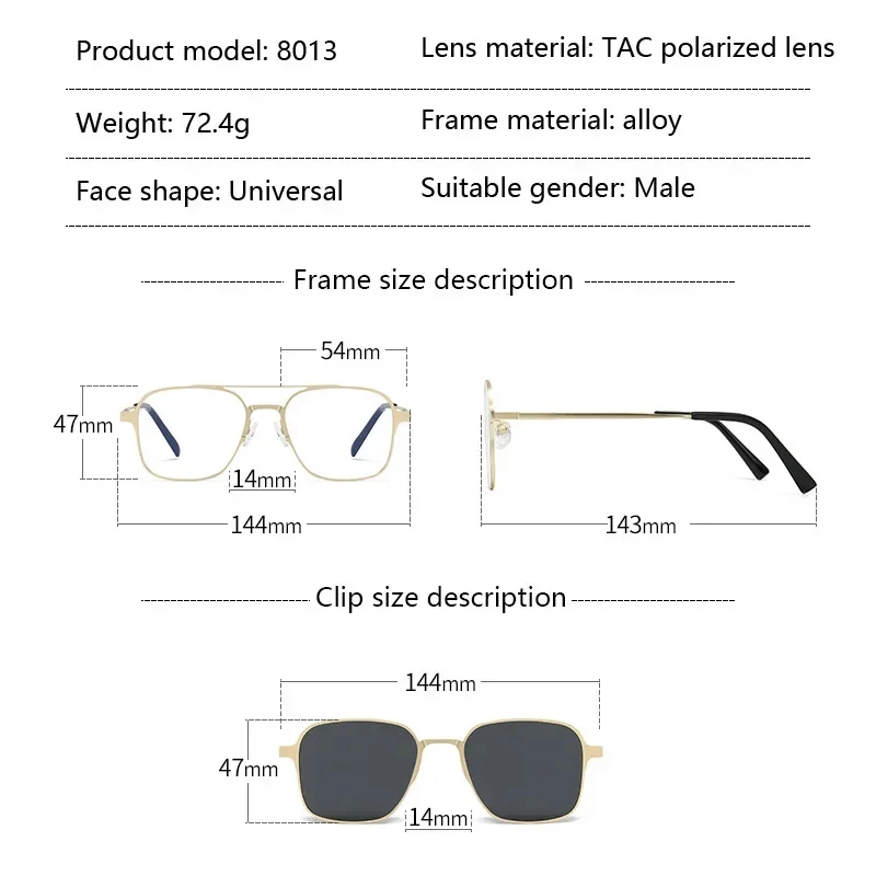 Eyewear Night Vision Metal Computer Glasses Polarized Anti Blue Light Glasses 3 In 1 Glasses with Magnet Clip On Sunglasses